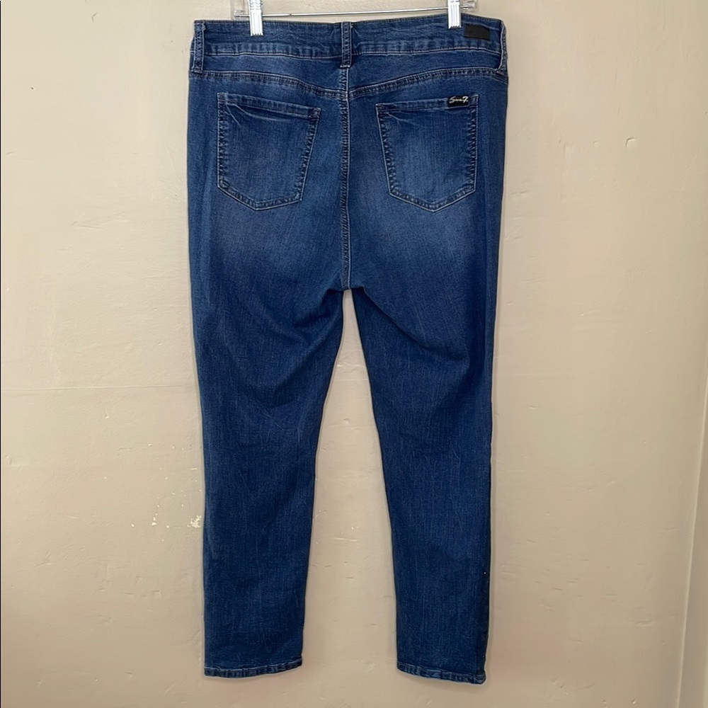SEVEN 7 Metallic Glitter Racer Stripe Jeans Slim Fit Skinny Stretch 5 Pocket 16W